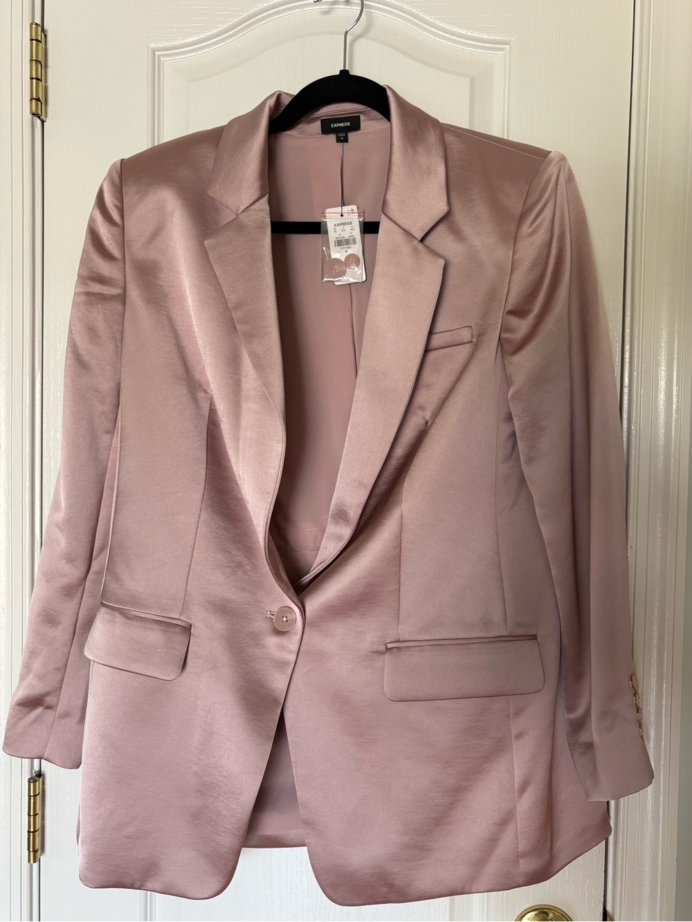 Express Dusty Rose Satin One Button Blazer NWT